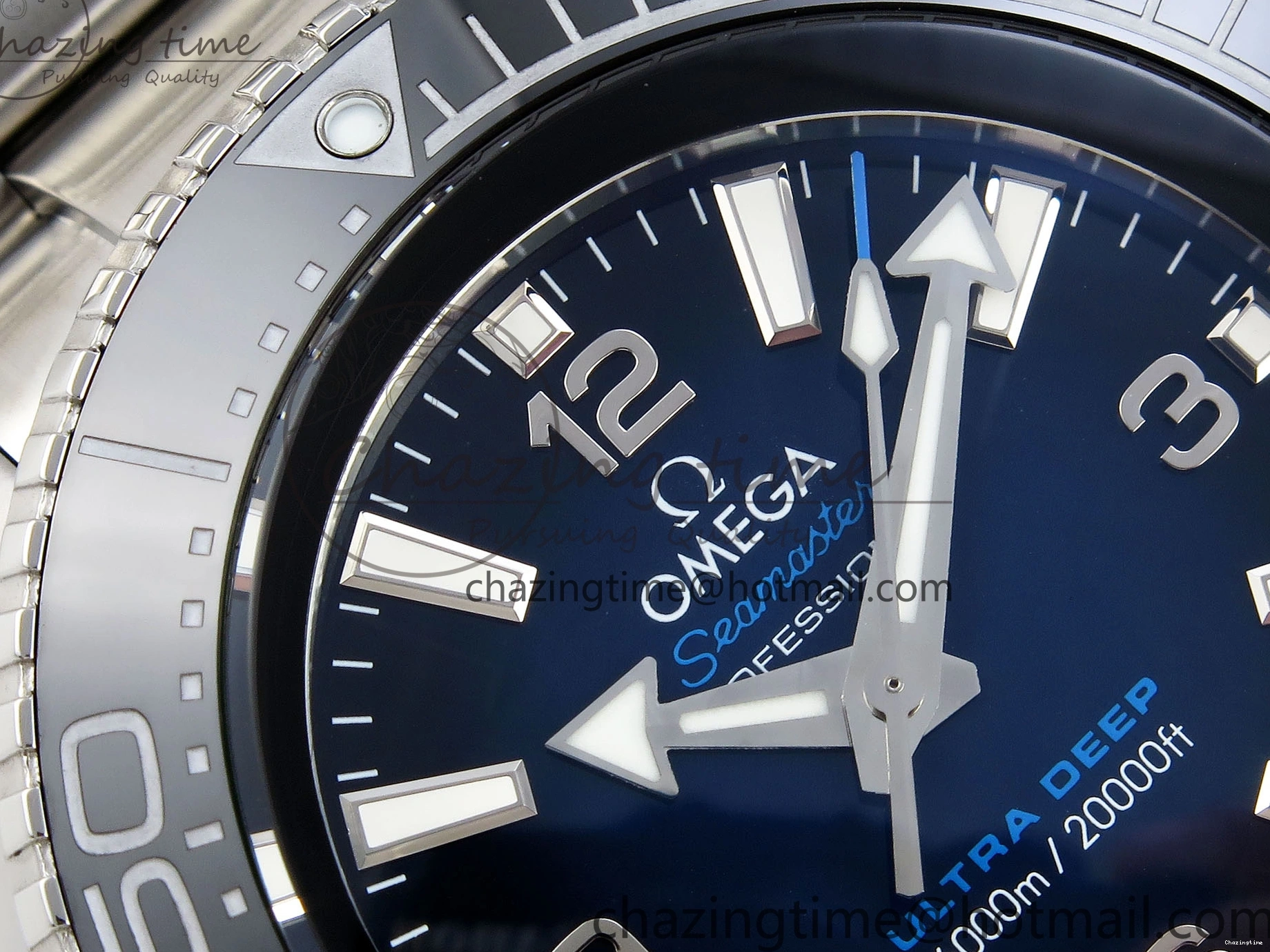 1229 EasyCare SEAMASTER PLANET OCEAN 6000M ULTRA DEEP 45.5MM SS TF 1:1 BEST EDITION BLUE DIAL BLACK BEZEL ON SS BRACELET A 7760